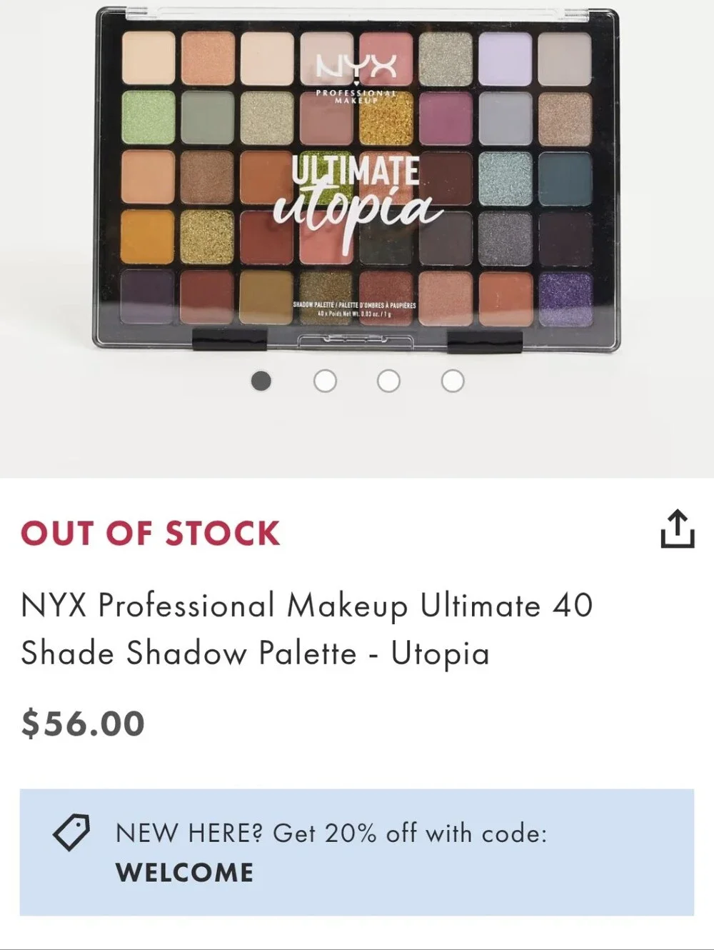 NYX Ultimate Utopia 40 Shade Eyeshadow Palette New Sealed Multicolor